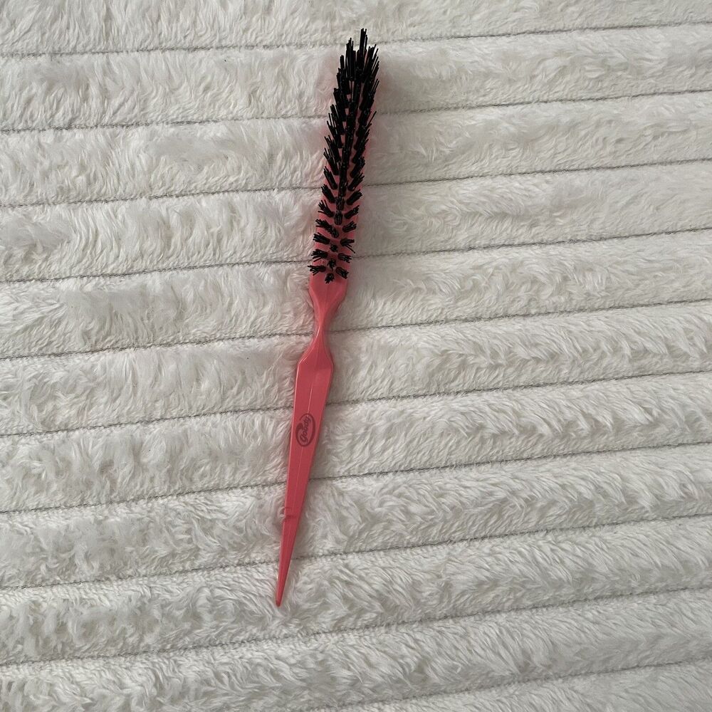 Vintage Goody Pink Slim Tease Lift Brush 8.75" Stiff Black Bristles Thumb Grip